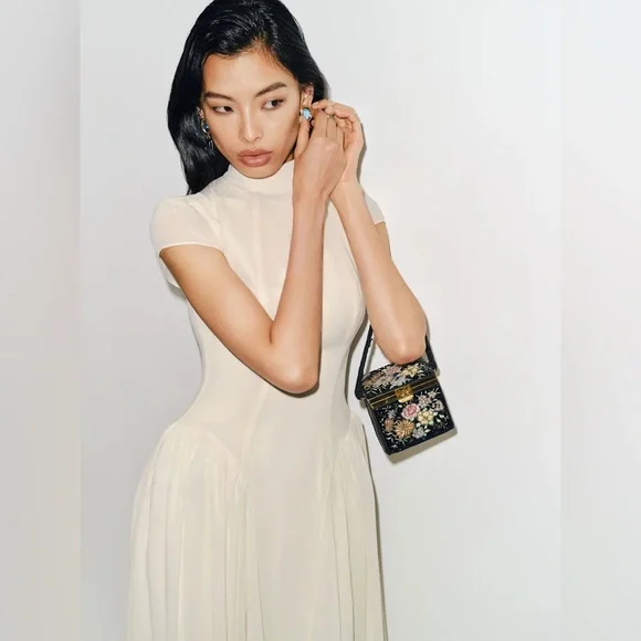 NEW Reformation Maven Dress Fior Di Latte Ivory Cream Bridal High Neck 10 - Picture 6 of 16